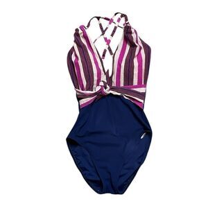 NWT SUNFLAIR One Piece Tie Front Swimsuit Size 6 D Cup